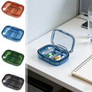 pstuiky Moistureproof 3-Grid Mini Weekly Pill Organizer Box Portable Travel Medicine Case with Removable Containers Black, Green, Blue, Coffee
