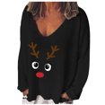 thumbnail image 1 of Mode Femme Décontractée Imprimé Col en V Ample Manches Longues T-shirt Haut Blouse Chandail, 1 of 9