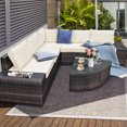 thumbnail image 4 of Gymax 6PCS Wicker Furniture Sectional Sofa Set w/ Cushions Off White, 4 of 10