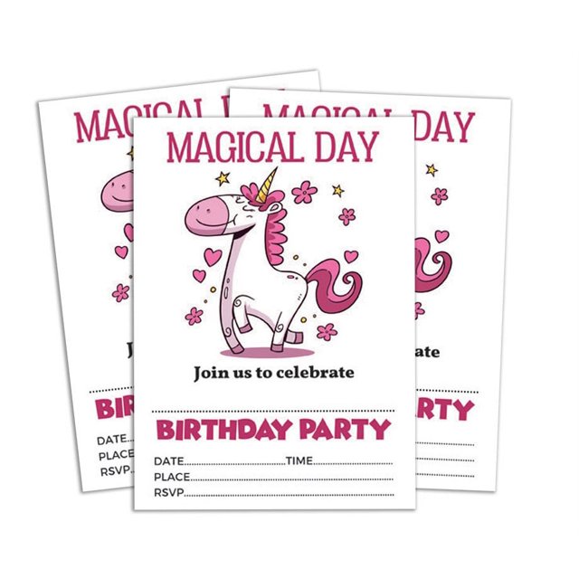 Darling Souvenir White Birthday Invitation Card Printable Fill or Write In Blank Invites Party Supplies Pack Of 28 5 x 7 Inches