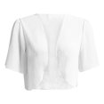 thumbnail image 5 of Manteaux pour Femmes Vestes Blazer pour Femmes Femmes Doux Mousseline Ouvert Transparent Manches Courtes Cardigans pour Robe de Soirée Cardigans Chandails pour Femmes Liquidation en Liquidation Veste pour Femmes(Blanc,G), 5 of 5