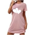 thumbnail image 1 of Pyjama Femme Chemise de Nuit pour Femme Manches Courtes Vêtement de Nuit Confortable Chemises de Nuit Imprimées Col Rond T-Shirt de Nuit Robe de Sommeil Douce Coupe Ample Robe de Pyjama TG, 1 of 5