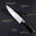 thumbnail image 4 of Professional Kitchen Knives, 3PC Chef Knife Set Sharp Knives for Kitchen High Carbon Stainless Steel Hammered Blade, Japanese Cooking Knife, 4 of 7