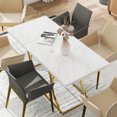 thumbnail image 2 of HOMCOM 59-Inch Dining Table for 6, Kitchen Dinner Table for Home, White, 2 of 10