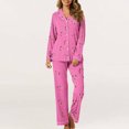 thumbnail image 4 of MeetoTime Pyjama d'Automne pour Femme, Ensemble 2 Pcs, Haut à Manches Longues Boutonné et Pantalon, Tenue de Nuit, 4 of 7