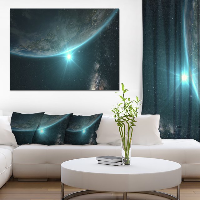 Sunrise in Earth from Space - Contemporary Landscape Canvas Art