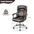 thumbnail image 2 of Gymax Chaise de Bureau Haute Dossier 500 Lb Grande Taille Réglable en Cuir Chaise de Travail Brun, 2 of 10