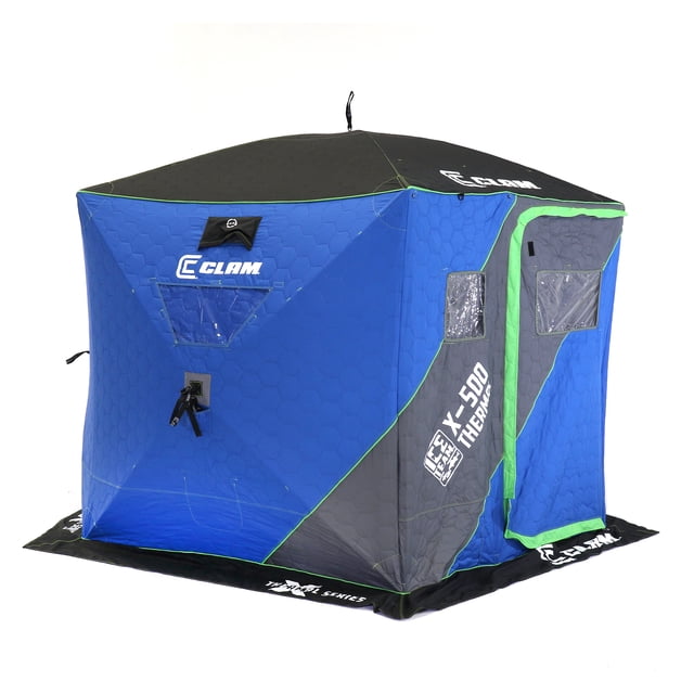CLAM X-500 Portable 5 Person 9 Foot Ice Team Thermal Hub Shelter w/Light