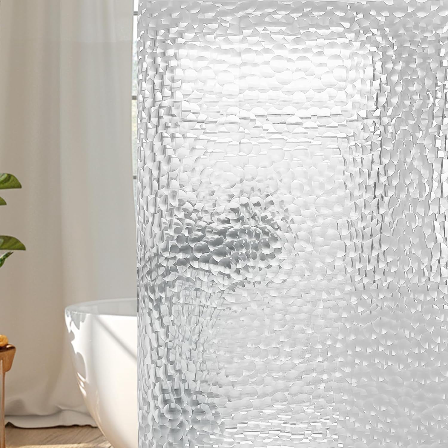 Extra Long Shower Curtain Liner, 72x78 Inch 3D Clear Bubble Heavy Duty Waterproof Shower Curtain Liner Thick Plastic Shower Curtains Weighted Bathroom Shower Liner, 12 Hooks