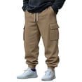 thumbnail image 2 of Yuyuzo Mens Cargo Sweatpants Causal Drawstring Workout Joggers Fleece Solid Color Athletic Pants with Pockets, 2 of 7