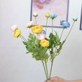 thumbnail image 3 of KUIZAP 60cm 5 Heads Artificial Ranunculus Flowers Floral Faux Peony Bouquet Wedding Home Decoration Simulation Artificial Flowers(Green), 3 of 7