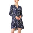 thumbnail image 2 of INSPIRE CHIC Robe Décontractée pour Femme à Fleurs, Col en V, Taille Cintrée, Manches Longues, 2 of 6
