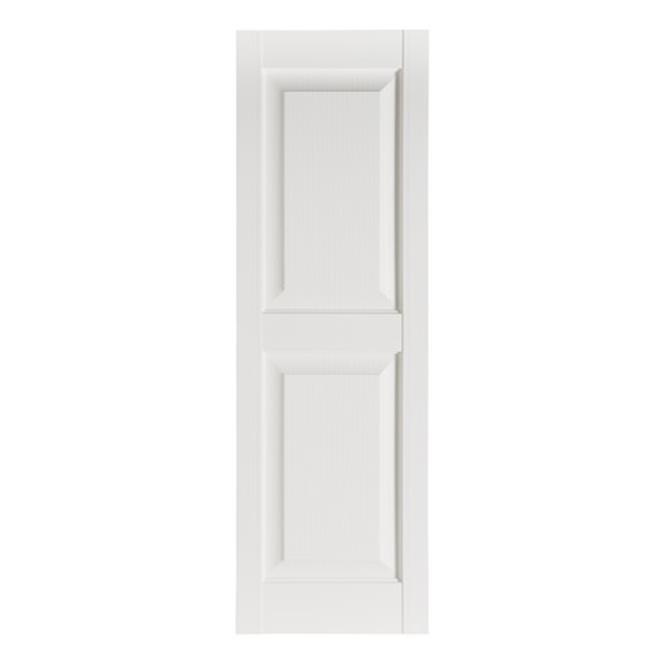 Premier Volets Décoratifs Extérieurs à Panneau Surélevé, Blancs - 15 x 55 Po