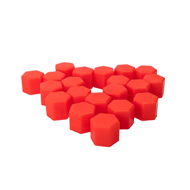 Youkk 20 Pieces/Set Car Wheel Hub Screw Cap Detachable Decorative Replacement 16mm Hexagonal Universal Tire Screws Guard Red