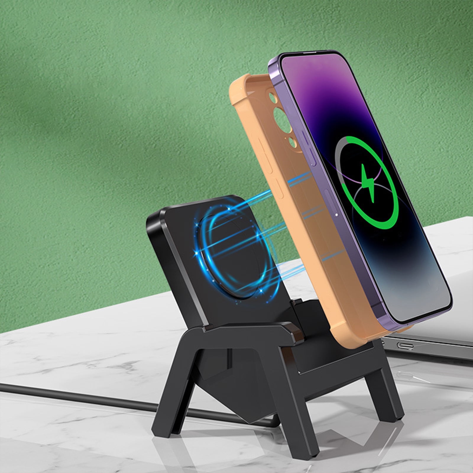 Hwuxmo Home Holiday Deals!15w Wireless Fast Charging Phone Bracket. Detachable Small Chair Wireless Charger Desktop Phone With Musical Speaker Functio