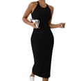 thumbnail image 1 of Oksale Robes Moulantes pour Femmes Sans Manches Côtelées Robe Maxi Ajustée Douce Extensible Confortable Col Ras du Cou Dos Nu Robes d'Été pour Fête de Vacances Noir m, 1 of 7