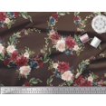 thumbnail image 3 of Soimoi Brown Cotton Cambric Fabric Ranunculus & Penoy Floral Print Printed Craft Fabric By the Yard 58 Inch Wide, 3 of 3
