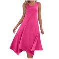thumbnail image 2 of EQWLJWE Robes Maxi Fluides pour Femmes à Fleurs, Robes Mini Bohèmes à Volants pour Femmes, Robe Décontractée Ample Sans Manches à Col Rond, Ligne A, Ourlet Irrégulier, Robe de Soirée à Fleurs Évasée, Robe d'Été de Plage, 2 of 8