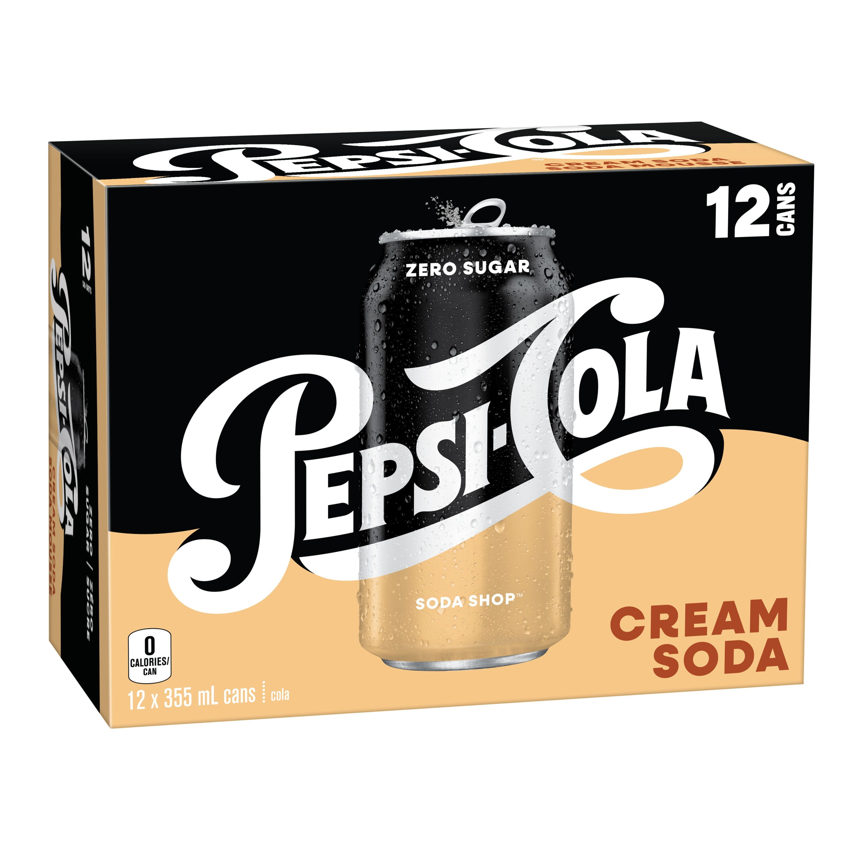 Pepsi Cola Zero Sugar Soda Shop Cream Soda 12x 355 ml, Cans
