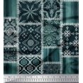 thumbnail image 1 of Soimoi polyester Crepe Fabric Paisley,Mandala & Quatrefoil Patchwork Print Fabric by Yard 42 Inch Wide, 1 of 3