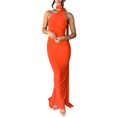 thumbnail image 1 of WTXUE Robes d'Été pour Femmes, Robe Moulante Sans Manches à Dos Ouvert pour Femmes, Maxi, Sortie, Élégante, Fête, Cocktail, Longue, Robe Dos Nu, Orange m, 1 of 8