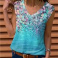 thumbnail image 4 of Leutsin Hauts pour Femmes Col en V Imprimé Sans Manches Gilet Blouse Hauts, 4 of 6