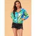 thumbnail image 2 of INSPIRE CHIC Women's Shiny Long Sleeve Zipper Hooded Metallic Jacket, 2 of 6