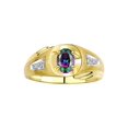 thumbnail image 1 of RYLOS Men's Rings 14K Yellow Gold Rings Classic Designer Style 7X5MM Oval Gemstone & Diamond Ring Alexandrite June Birthstone Rings For Men Size 9, 1 of 7