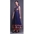 thumbnail image 3 of Bimba Robe Anarkali Fleurie Bleu Marine2 Col Mandarin Sans Manches Kurtis pour Femmes Imprimé Robe Maxi Petite, 3 of 6