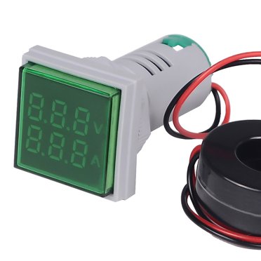 Yeacher Mini Square L-E-D Digital Voltmeter Ammeter Signal Light Voltage Current Meter Indicator AC 60-500V 0-100A