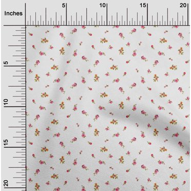 oneOone Organic Cotton Poplin Twill Fabric Leaves & Flower Floral Print Fabric by Yard 42 Inch Wide