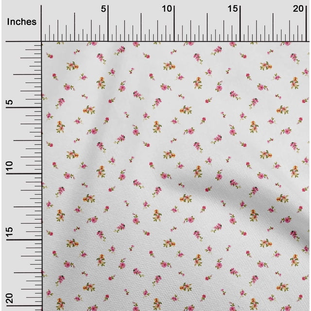 oneOone Polyester Lycra Fabric Leaves & Flower Floral Print Fabric by Yard 56 Inch Wide