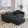 thumbnail image 2 of The Magic Home Canapé de Coin Convertible Modulable 2 Places en Velours Côtelé Noir,, 2 of 10