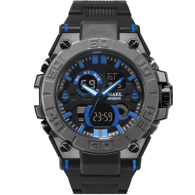 SMAEL Men Military Watch 50m Waterproof Wristwatch LED Quartz Clock Digital Sports Watches