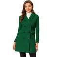 thumbnail image 1 of INSPIRE CHIC Manteau d'Hiver pour Femme à Revers Cranté Trench à Double Boutonnage S Vert, 1 of 5