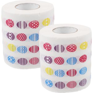 KONTONTY Easter Toilet Paper Roll Printed Soft Tissue Paper for Bathroom Decorative and Practical Use