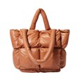 thumbnail image 1 of tredstone Nylon Stylish Puffer Tote Bag With Large Capacity Comfortable Shoulder Straps Padded Shoulder Bag Brown 1Set, 1 of 6