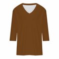 thumbnail image 4 of HKEJIAOI T-Shirts à Manches 3/4 pour Femmes Col Ras du Cou Imprimé Floral Hauts d'Été L, 4 of 5