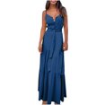 thumbnail image 2 of Drppepioner Robes Femmes Été Mode Femmes Été Bohème Robe Mi-Longue à Bretelles Bleue 12(TTG), 2 of 7