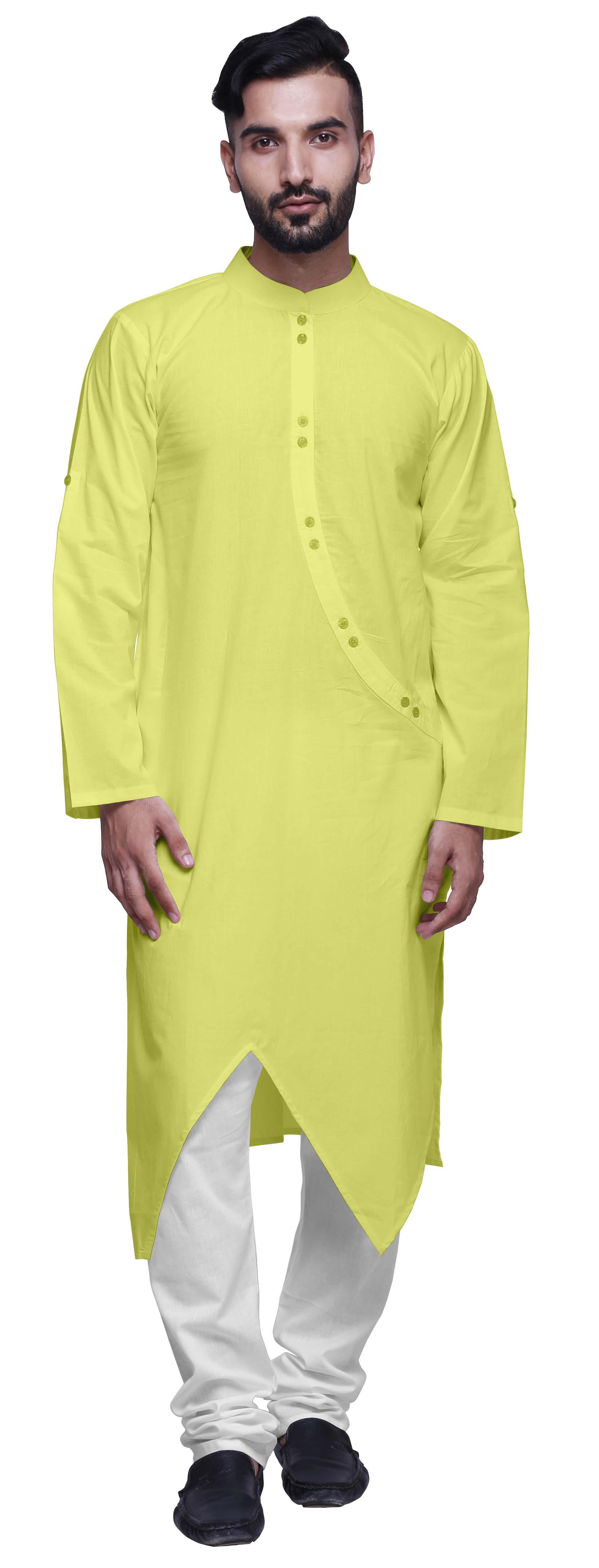 Atasi Indian Button Down Shirt Chinese Collar Long Kurta For Men Ethnic Kurtas