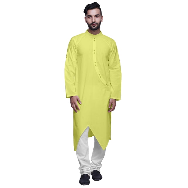 Atasi Solid Button Down Kurta For Boys Asymmetric Long Sleeve Kurta For Men