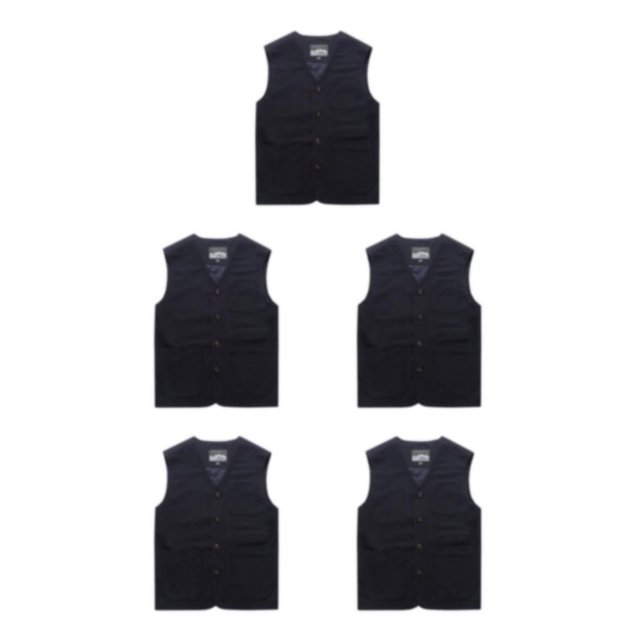 Youkk Classic And Versatile Dad Wear Waistcoat With Multiple Pockets Multi-pockets Dark Blue M 5Set