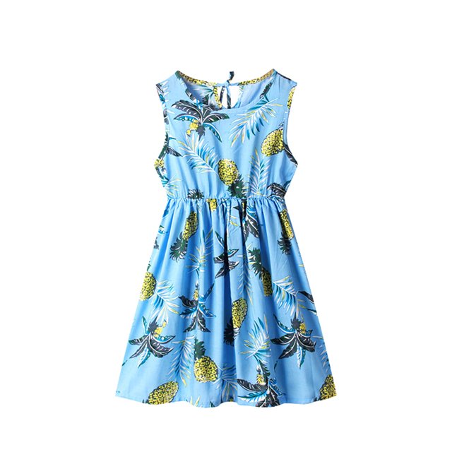 Kcodviy Ensemble Jupe Ras du Cou pour Filles Tout-Petits Enfants pour Filles Tout-Petits Col Été Sans Manches Robe d'Été Évasée Décontractée Robe Décontractée Plage Imprimés Floraux Petites Filles Robes d'Été Robe de Fête
