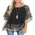 thumbnail image 3 of Blouse Femme Manches 3/4 Ourlet Floral Imprimé Léopard Ample, 3 of 7