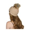 thumbnail image 2 of Gravity Threads Cable Knit Faux Fur Pom Pom Beanie Hat, New Beige, 2 of 2