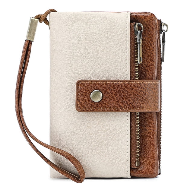 JFHHQ Men's Korean Style Vertical PU Leather Wallet Slim Bifold with Double Loose and Multiple Functional Card Slots One Size White