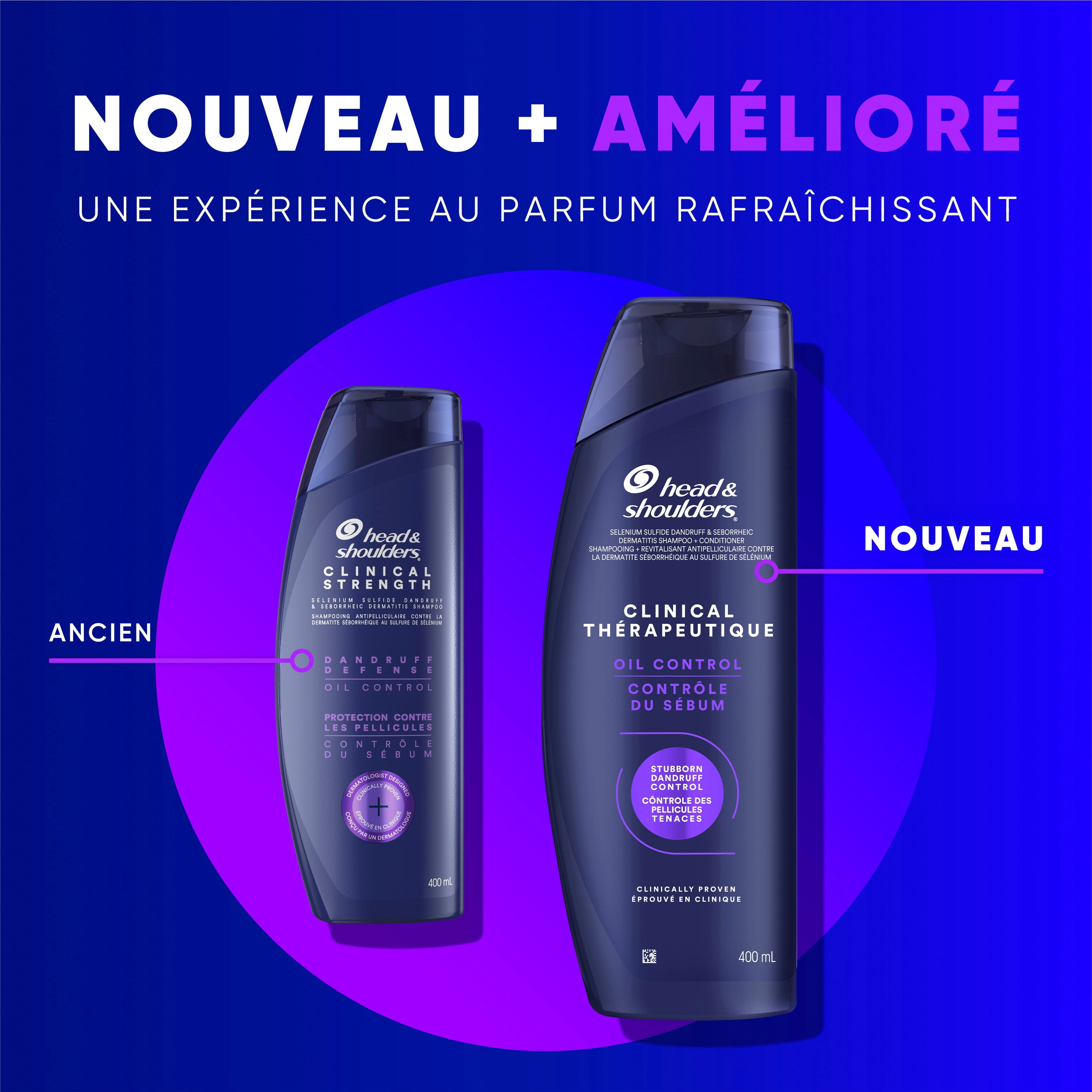 Head & Shoulders Dandruff Shampoo, Clinical Strength Oil Control, 1% Selenium Sulfide, Oily Scalp, Flake Protection, Stubborn Dandruff Control, Jasmine Scent, 400 mL