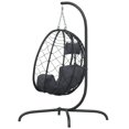 thumbnail image 3 of vidaXL Hanging Egg Chair with Cushion Anthracite Poly Rattan&Steel, 3 of 5