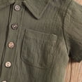 thumbnail image 3 of Hiiyo Boys Summer Outfits Cotton Linen Short Sleeve Button Shirt Shorts Set, Sizes 1-12, 3 of 4
