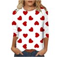 thumbnail image 1 of cfhntfmh Valentines Chemises pour Femmes Mignonnes Blouses à Imprimé Cœur Chemise Manches 3/4 Tunique Décontractée Mode Hauts 2025, 1 of 4